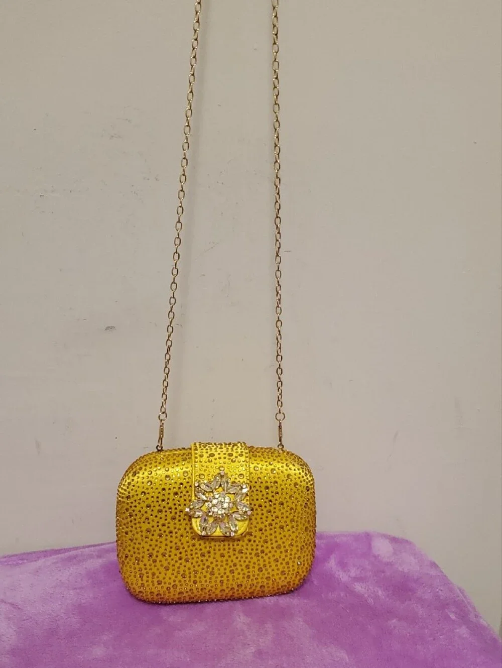 PrettyLittleThing Gold Crystal-Embellished Evening Clutch